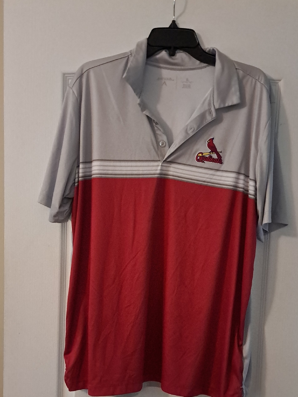 Men's Red and Gray Polo Shirt